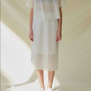 AMONG - Lace Pleats Skirt - White - S